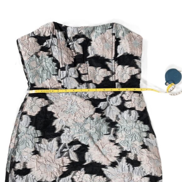 NWT Lulus Floral Metallic Strapless Evening Gown With Side Slit Wedding Guest L - Picture 8 of 12